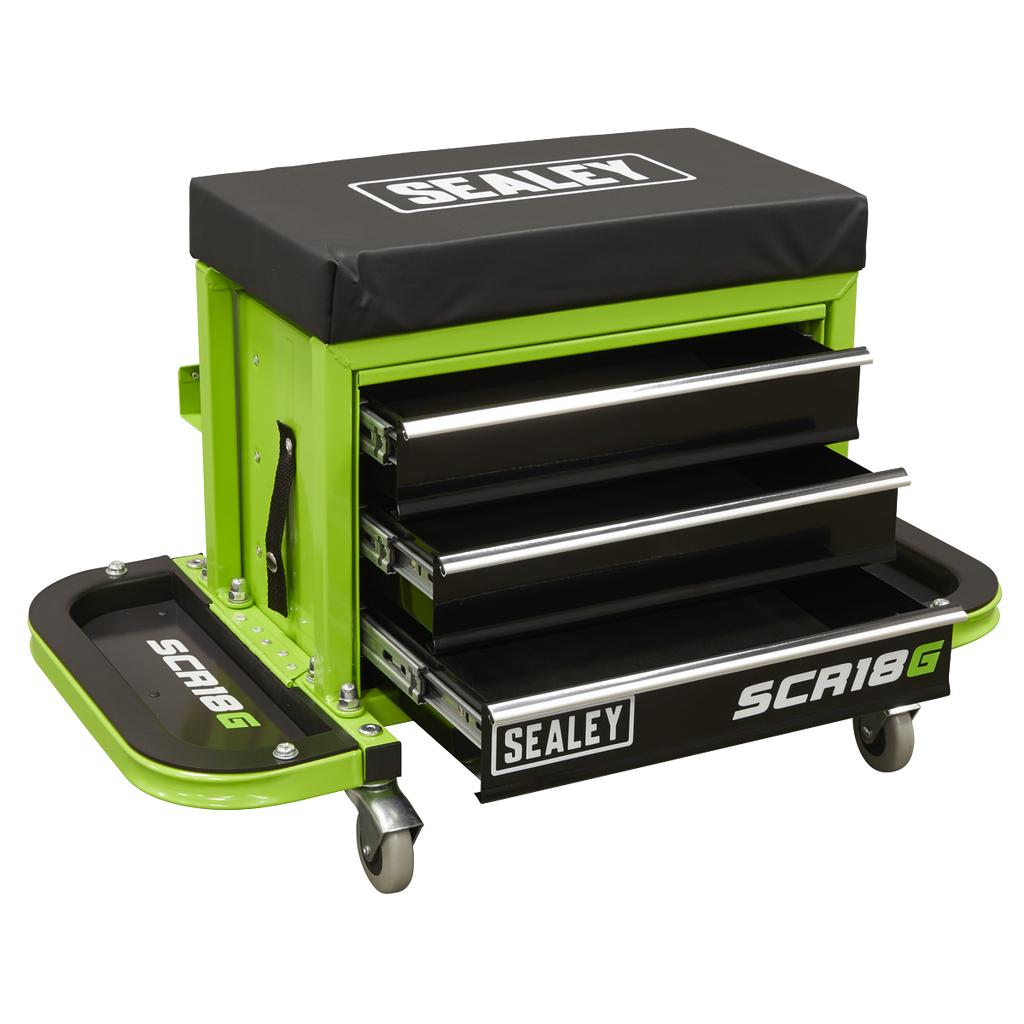 Mechanic's Utility Seat & Toolbox - Green SCR18G
