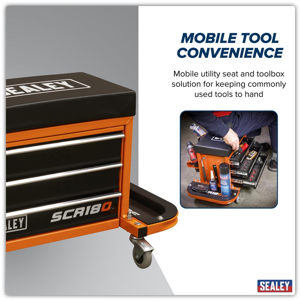 Mechanic's Utility Seat & Toolbox - Orange SCR18O