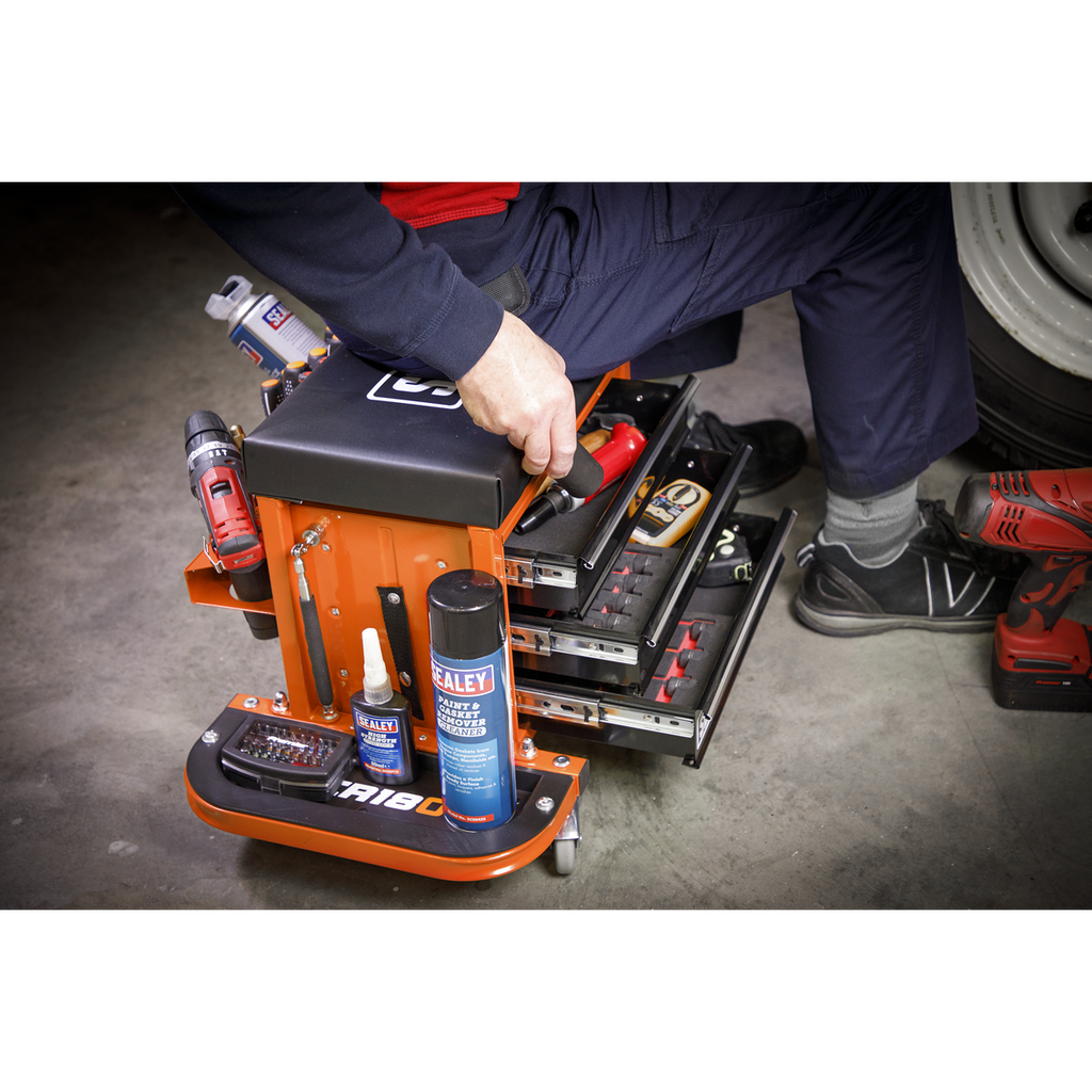 Mechanic's Utility Seat & Toolbox - Orange SCR18O