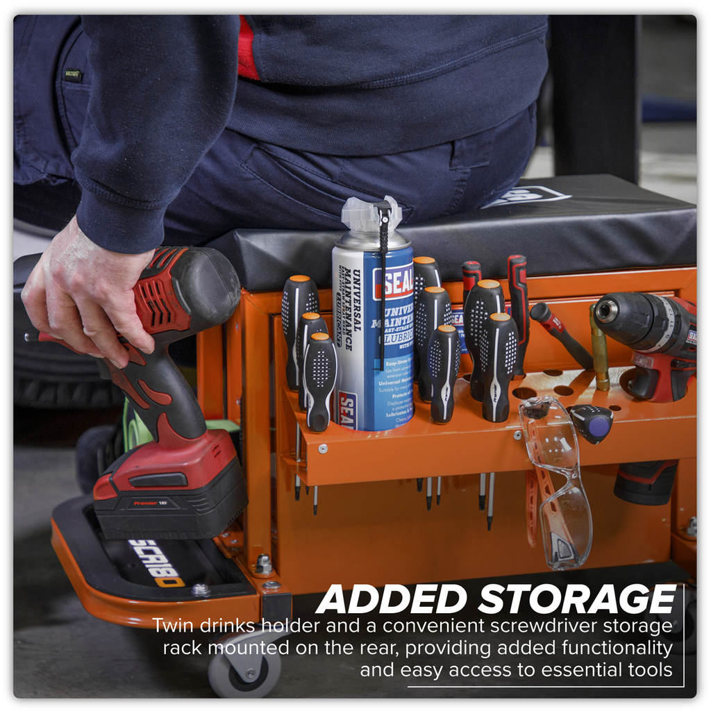 Mechanic's Utility Seat & Toolbox - Orange SCR18O