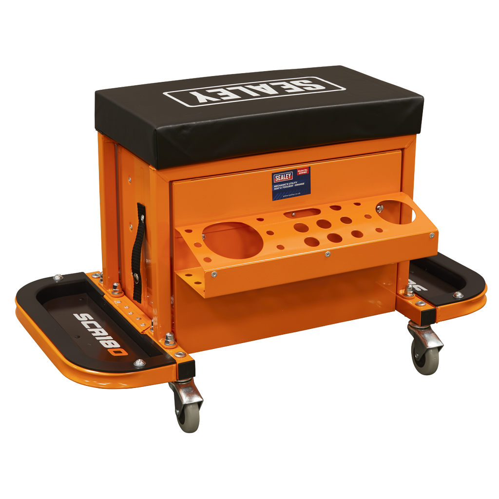 Mechanic's Utility Seat & Toolbox - Orange SCR18O