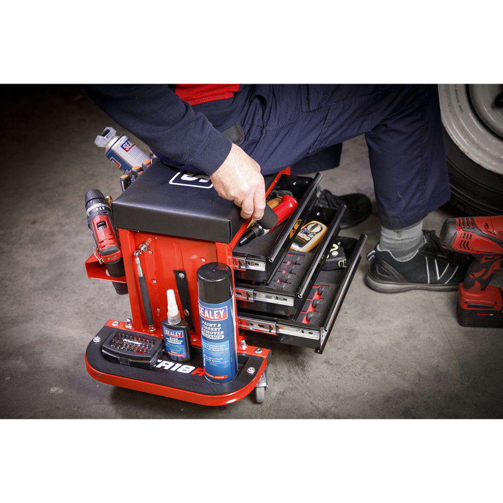 Mechanic's Utility Seat & Toolbox - Red SCR18R