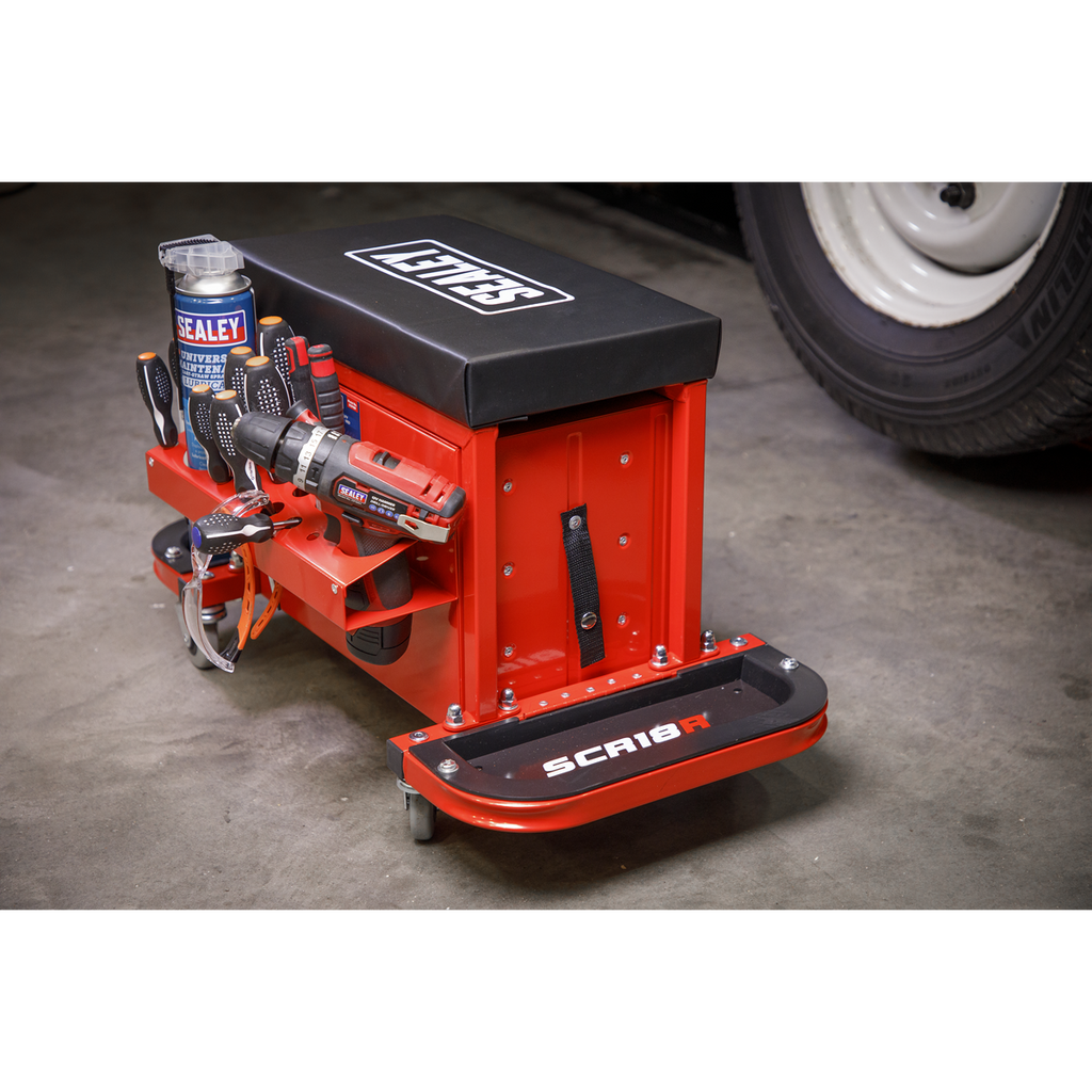 Mechanic's Utility Seat & Toolbox - Red SCR18R