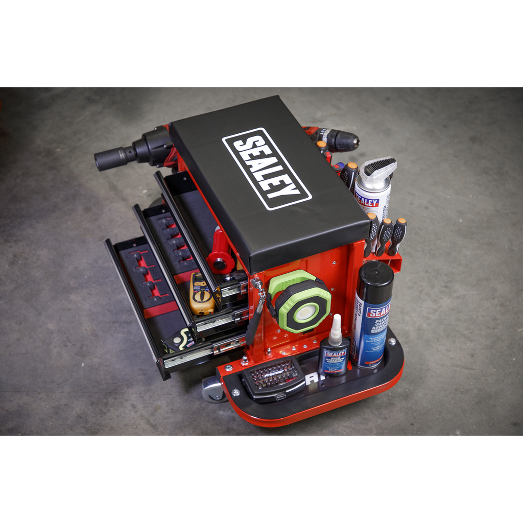 Mechanic's Utility Seat & Toolbox - Red SCR18R