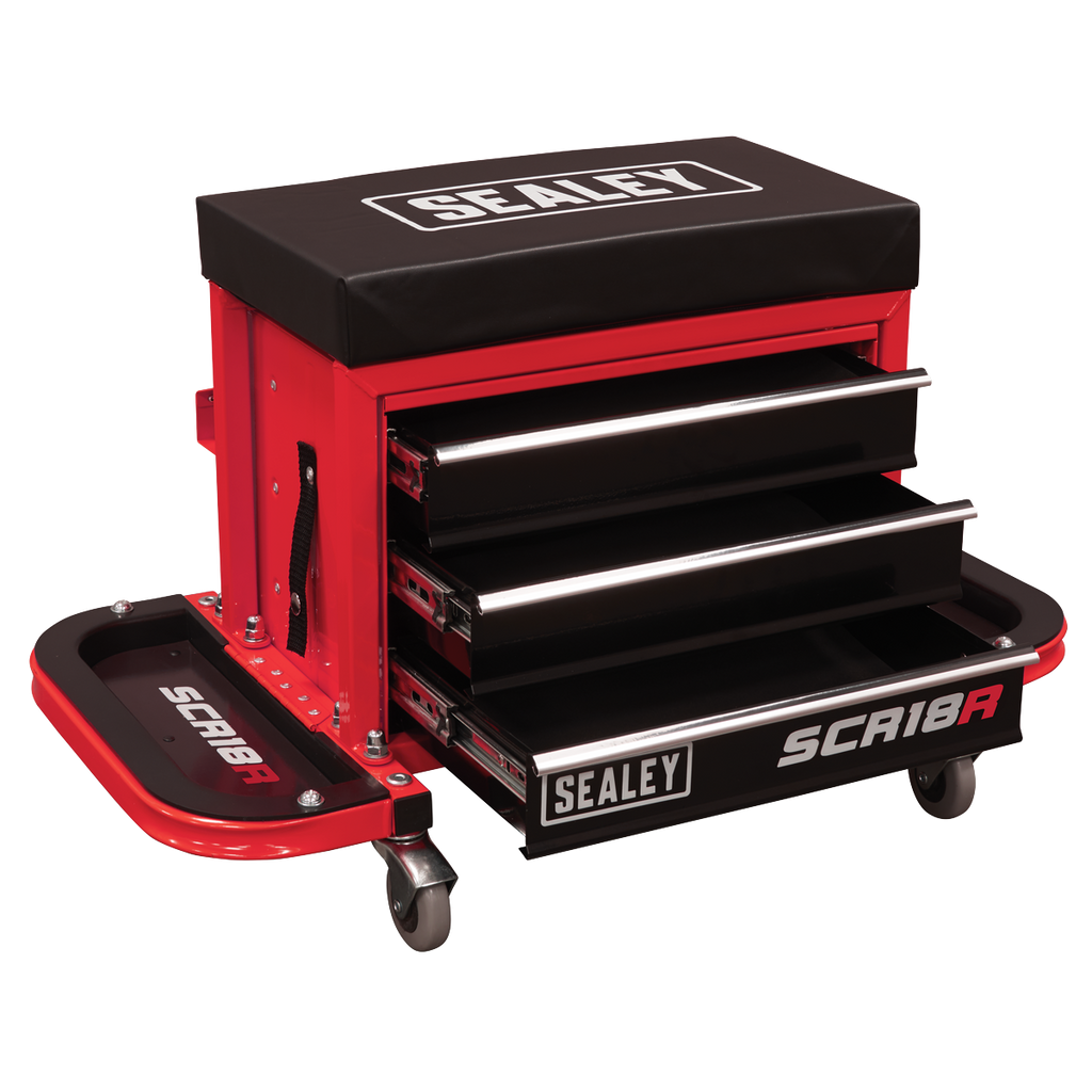 Mechanic's Utility Seat & Toolbox - Red SCR18R