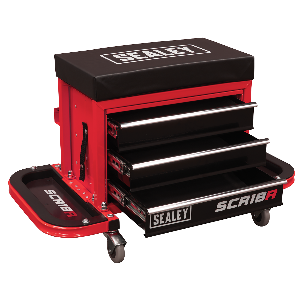 Mechanic's Utility Seat & Toolbox - Red SCR18R