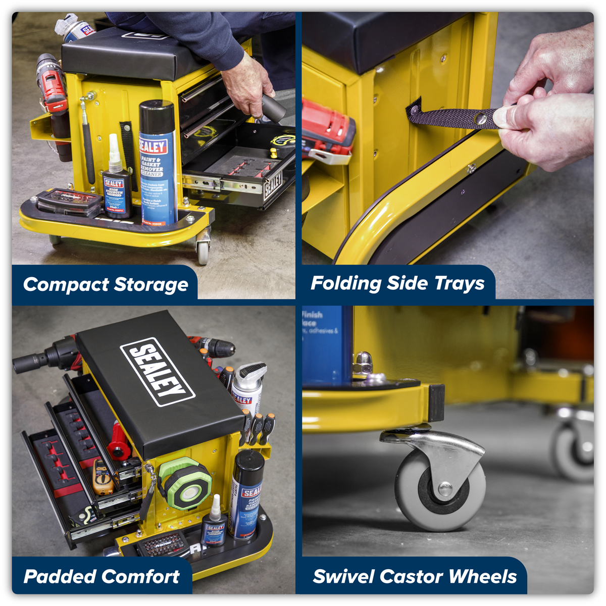 Mechanic's Utility Seat & Toolbox - Yellow SCR18Y