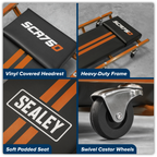 American-Style Deluxe Creeper 36" with Steel Frame & 6 Wheels - Orange SCR75O
