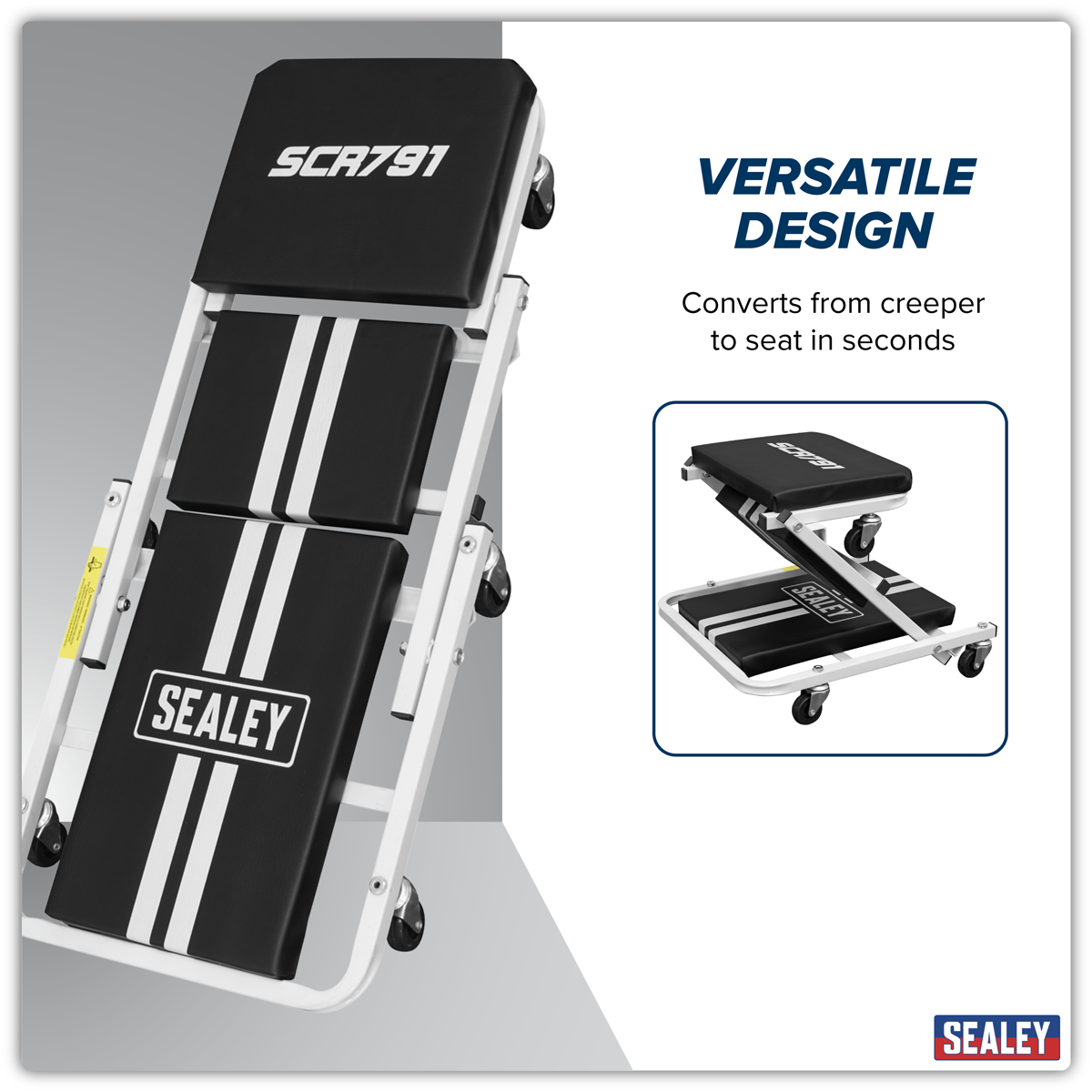 Compact Steel Creeper/Seat with 6 Wheels SCR791