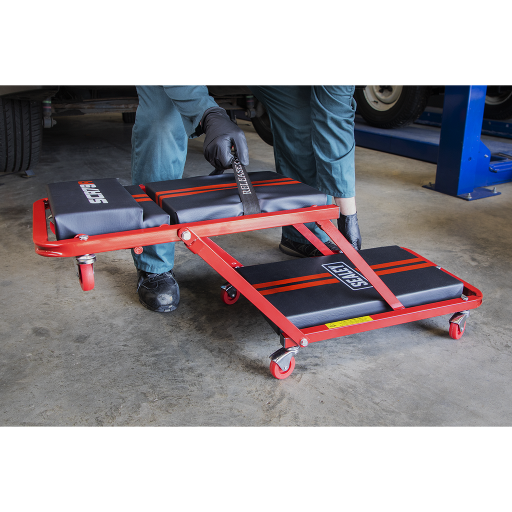 Steel Creeper/Seat with 7 Wheels & Adjustable Head Rest SCR79