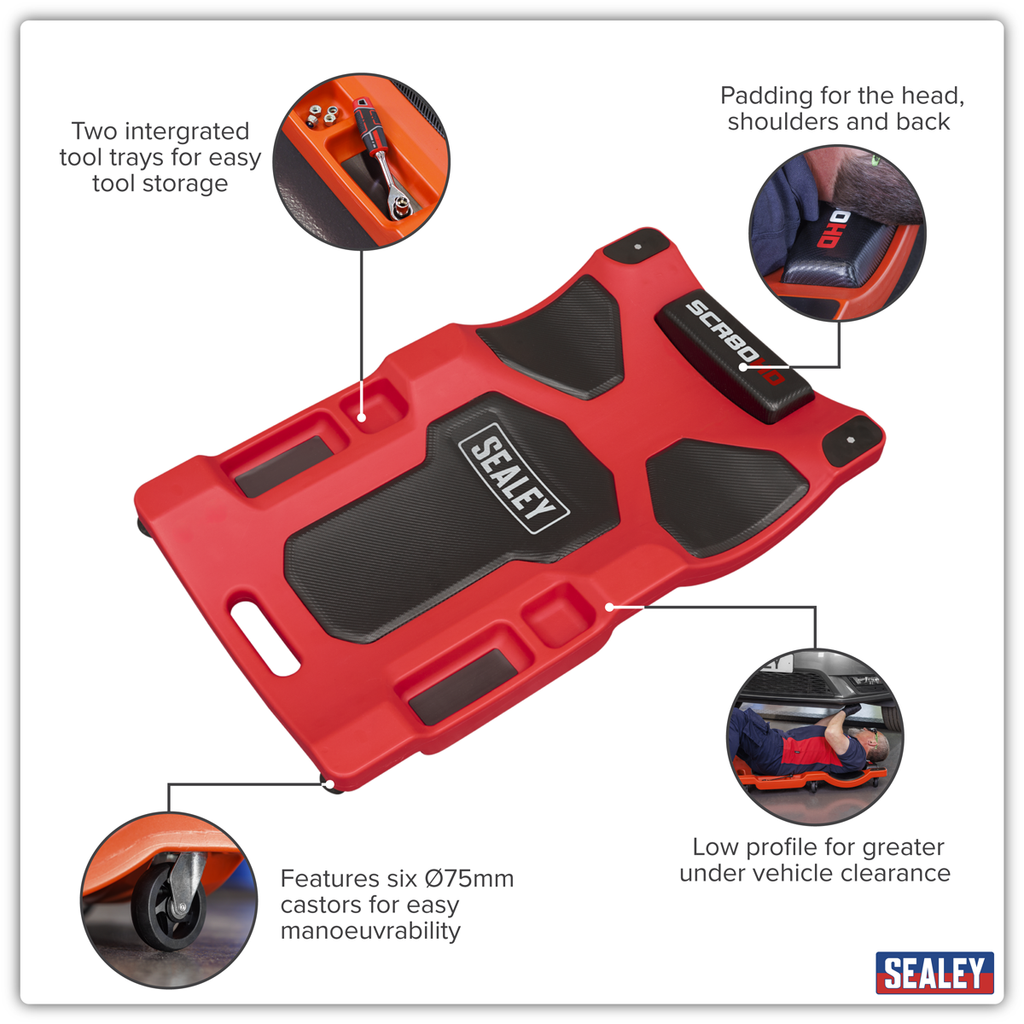 Composite Padded Creeper with 6 Wheels SCR80HD