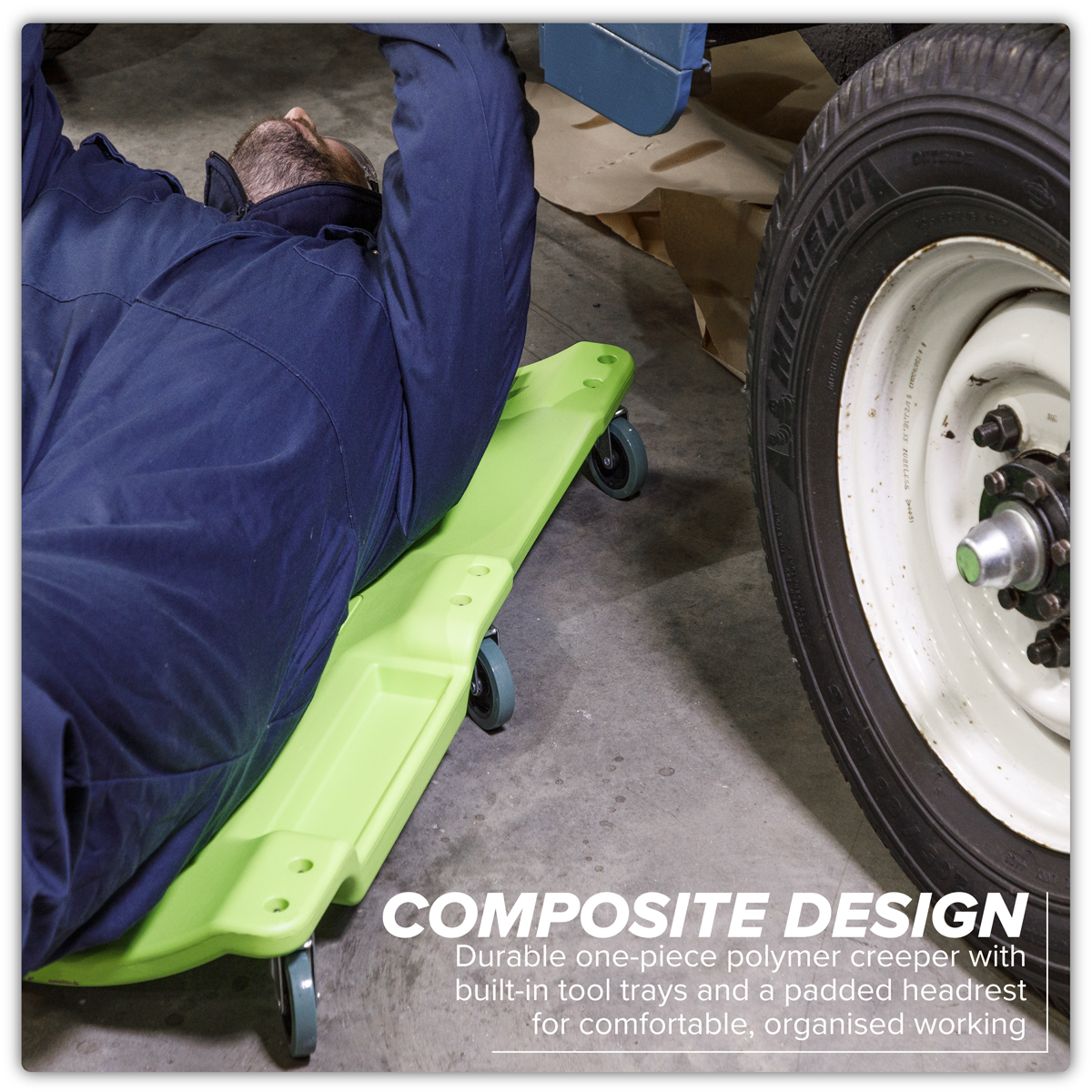 Composite Creeper with 6 Wheels - Hi-Vis Green SCR80HV