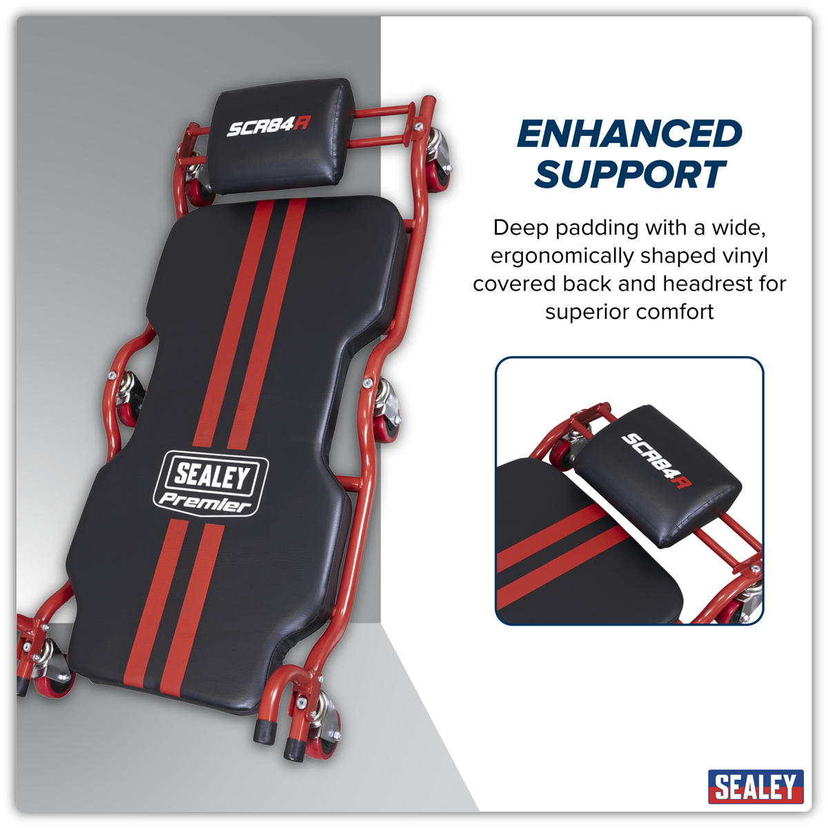 Deluxe Steel Creeper with 6 Wheels & Headrest SCR84