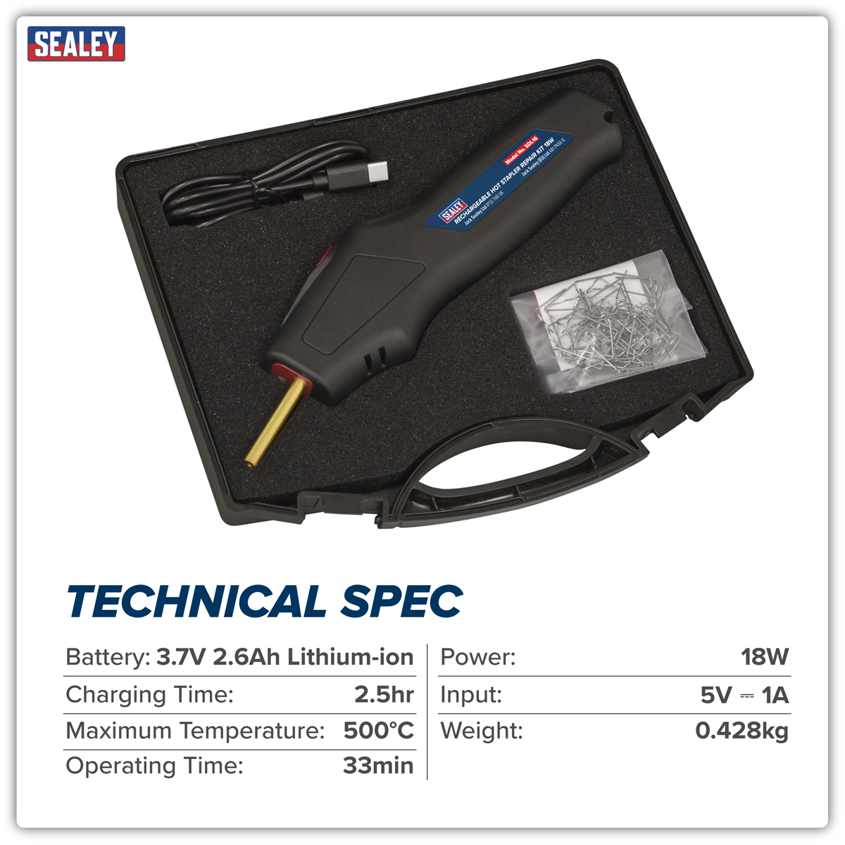 Rechargeable Hot Stapler Repair Kit 18W SDL16