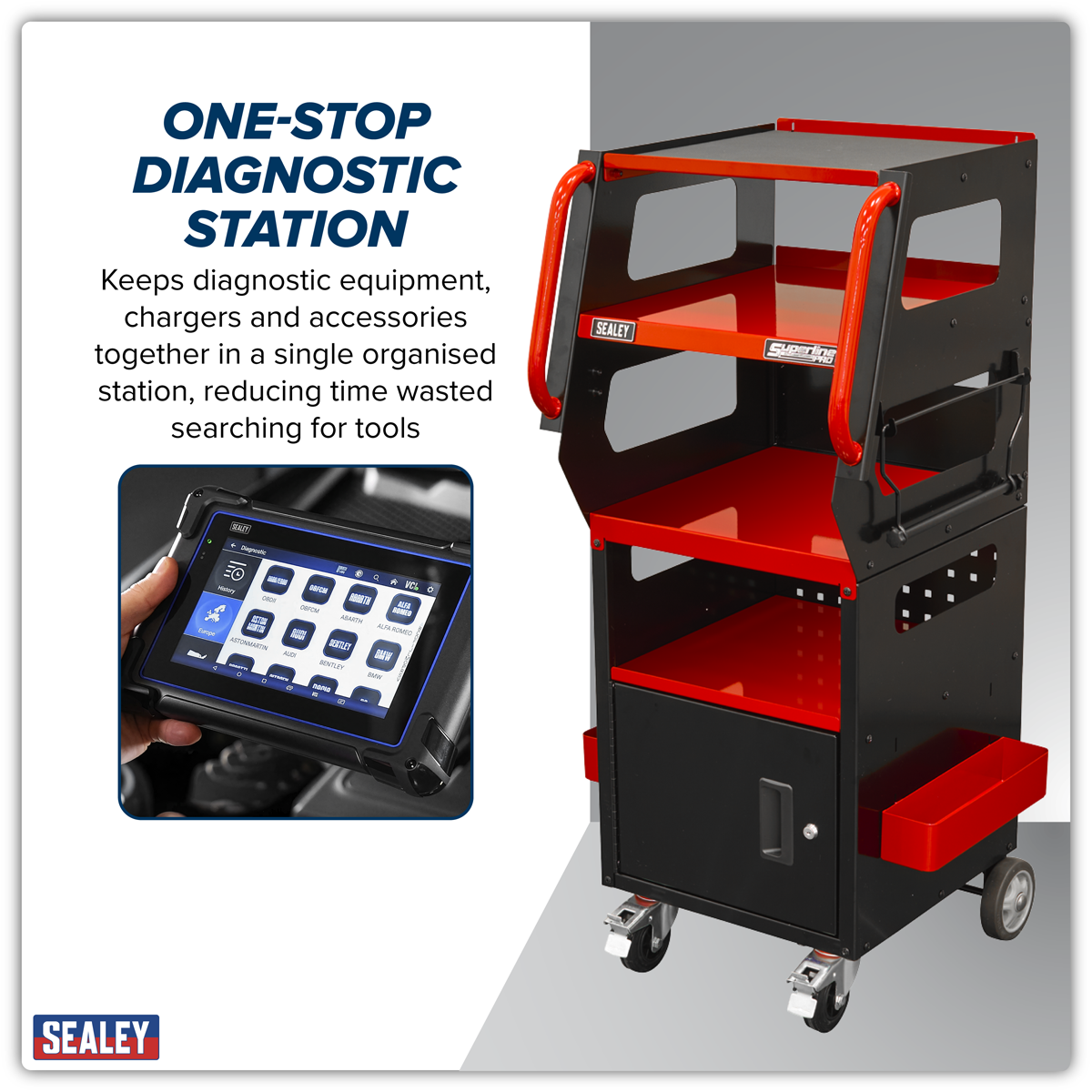 Diagnostic Tablet & Trolley - Red SDS1R