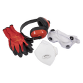 Flexi Grip Gloves, FFP1 Mask, Goggles & Ear Defenders 46267