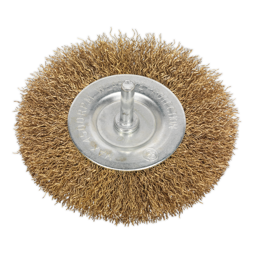 100mm Crimped Flat Wire Brush with 6mm Shaft SFB100