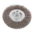 100mm Crimped Flat Wire Brush with 6mm Shaft SFBS100