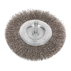 100mm Crimped Flat Wire Brush with 6mm Shaft SFBS100