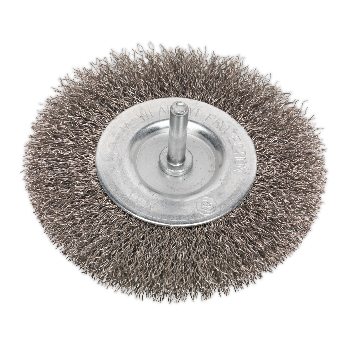 100mm Crimped Flat Wire Brush with 6mm Shaft SFBS100