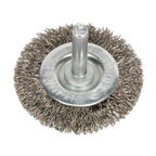 50mm Crimped Flat Wire Brush with 6mm Shaft SFBS50