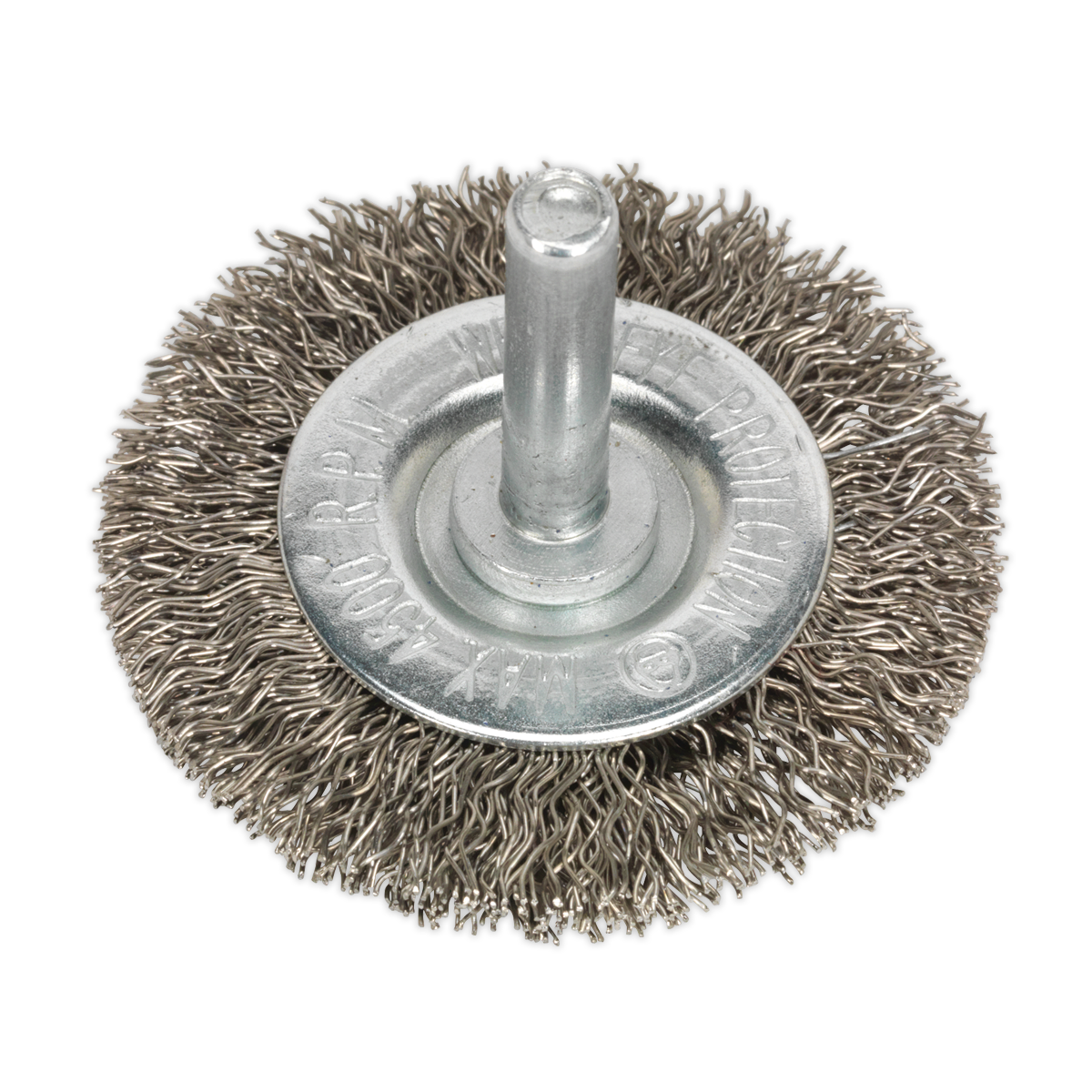 50mm Crimped Flat Wire Brush with 6mm Shaft SFBS50