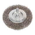 75mm Crimped Flat Wire Brush with 6mm Shaft SFBS75
