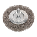 75mm Crimped Flat Wire Brush with 6mm Shaft SFBS75