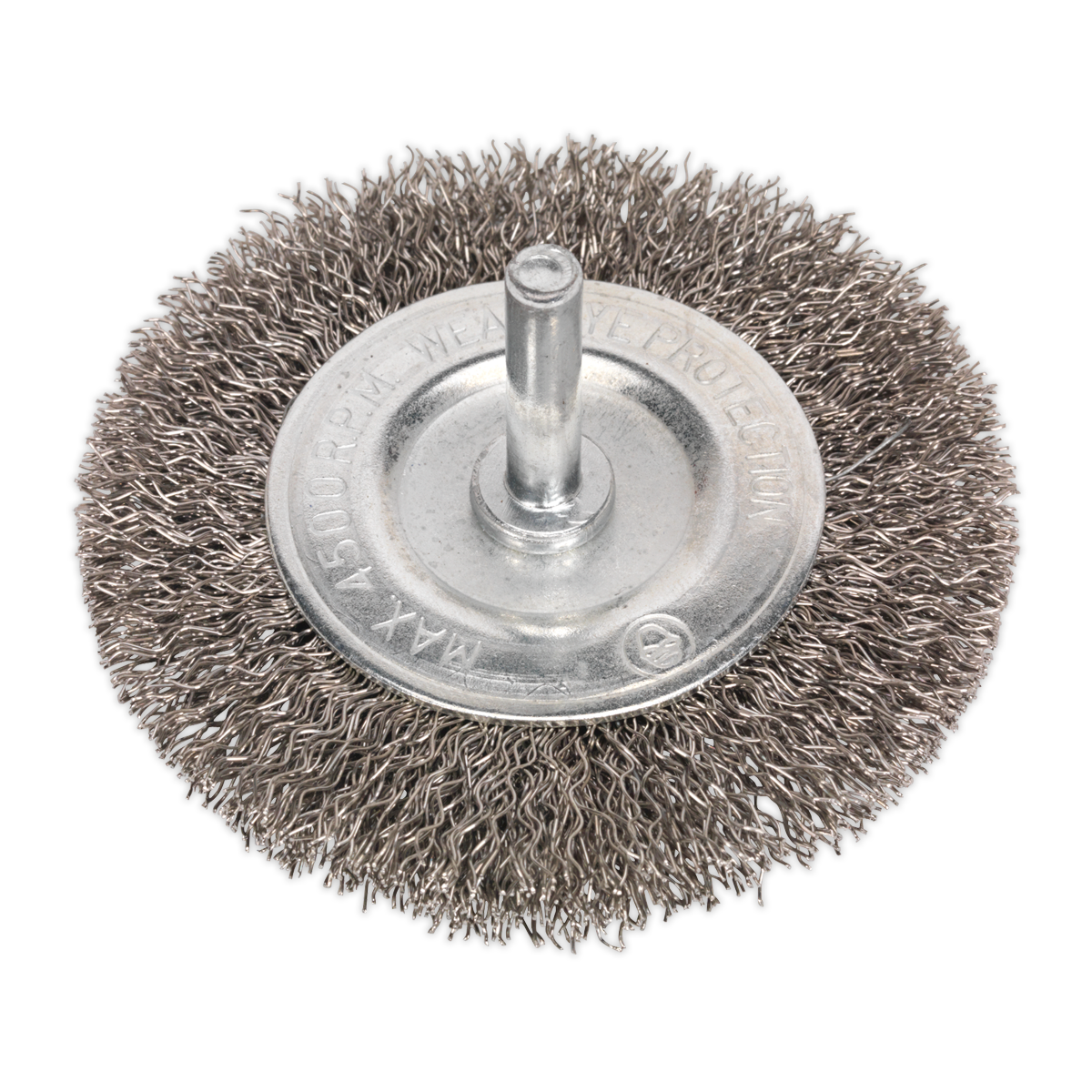 75mm Crimped Flat Wire Brush with 6mm Shaft SFBS75