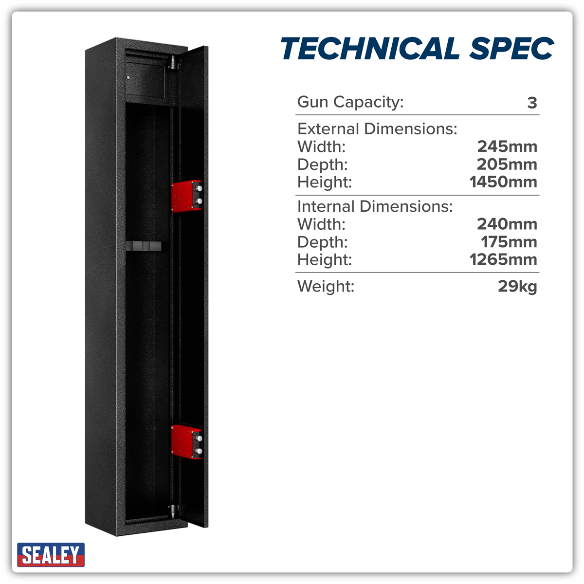 3 Gun Cabinet with Ammo Safe SGS3AB