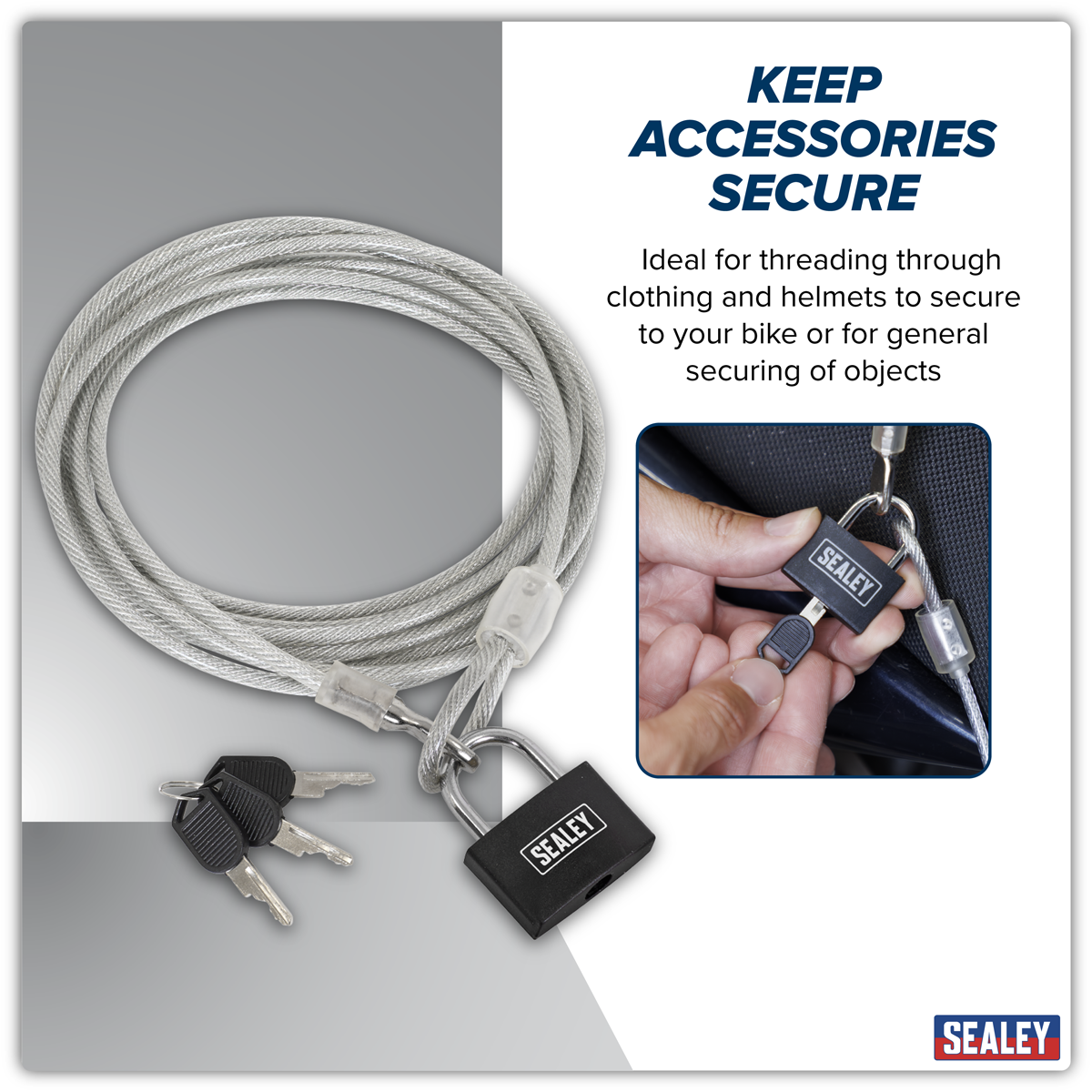 Motorcycle Cable Lock 3m SHGCL3