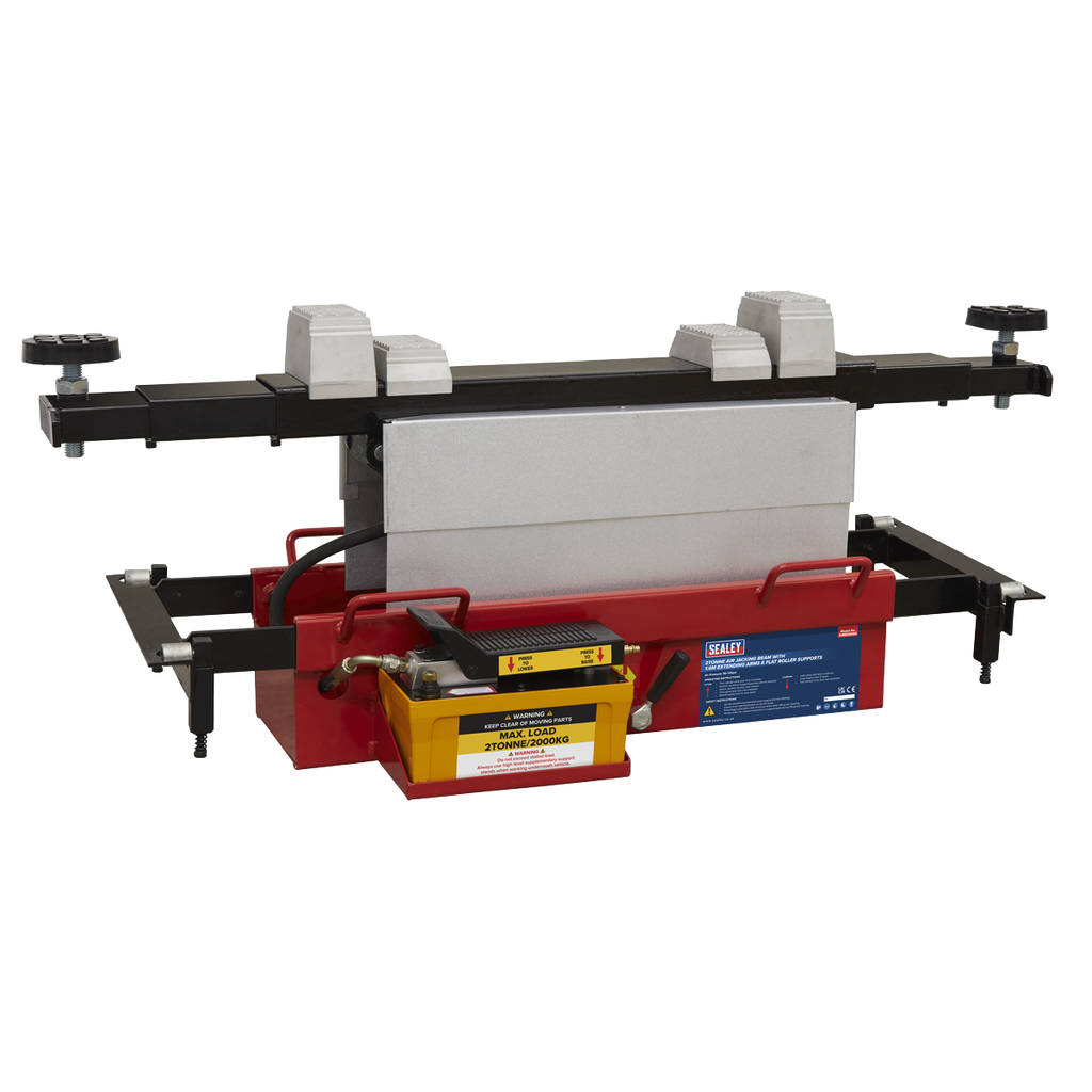 Air Jacking Beam 2 Tonne with Arm Extenders & Flat Roller Supports SJBEX200A