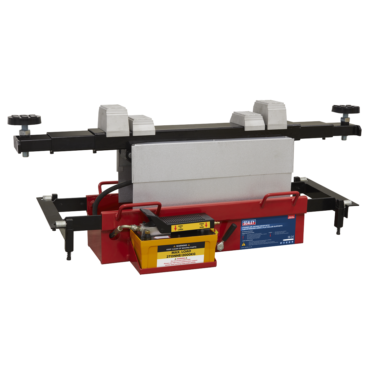 Air Jacking Beam 2 Tonne with Arm Extenders & Flat Roller Supports SJBEX200A