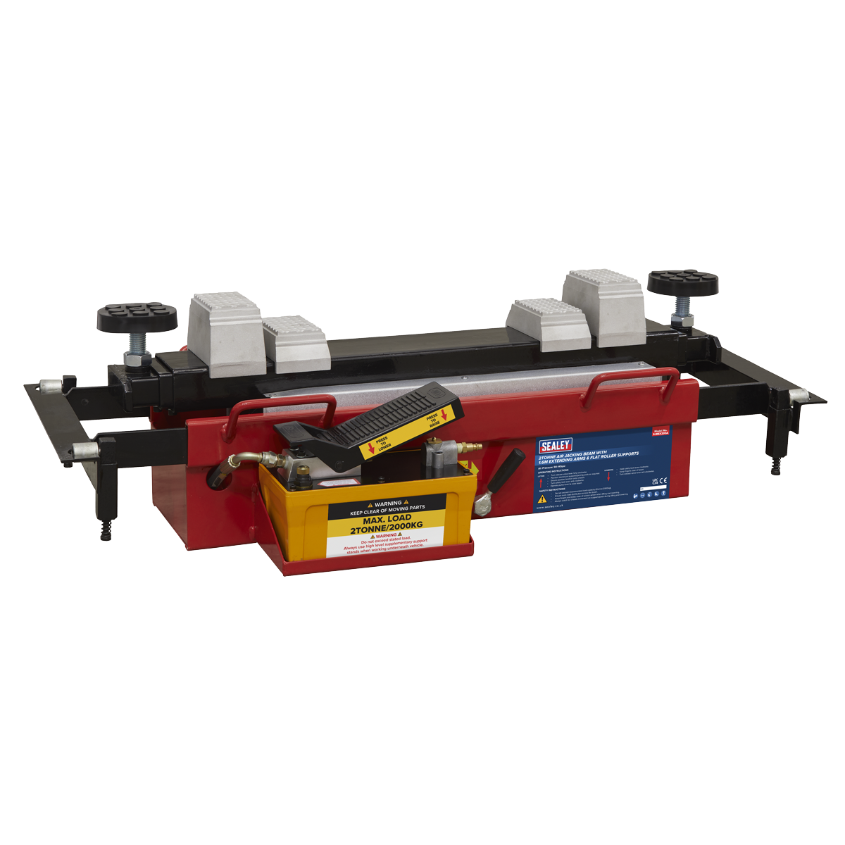Air Jacking Beam 2 Tonne with Arm Extenders & Flat Roller Supports SJBEX200A