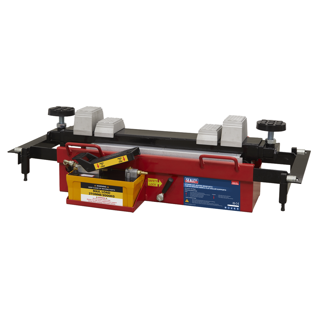 Air Jacking Beam 2 Tonne with Arm Extenders & Flat Roller Supports SJBEX200A