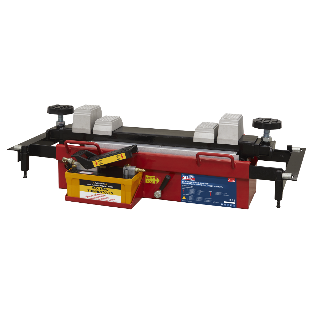 Air Jacking Beam 2 Tonne with Arm Extenders & Flat Roller Supports SJBEX200A
