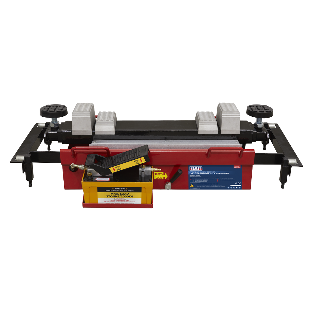 Air Jacking Beam 2 Tonne with Arm Extenders & Flat Roller Supports SJBEX200A