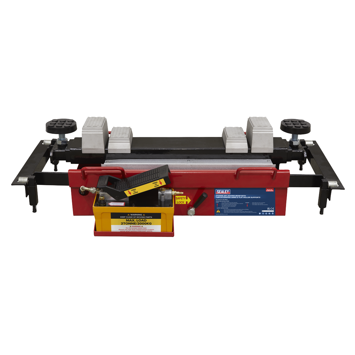 Air Jacking Beam 2 Tonne with Arm Extenders & Flat Roller Supports SJBEX200A