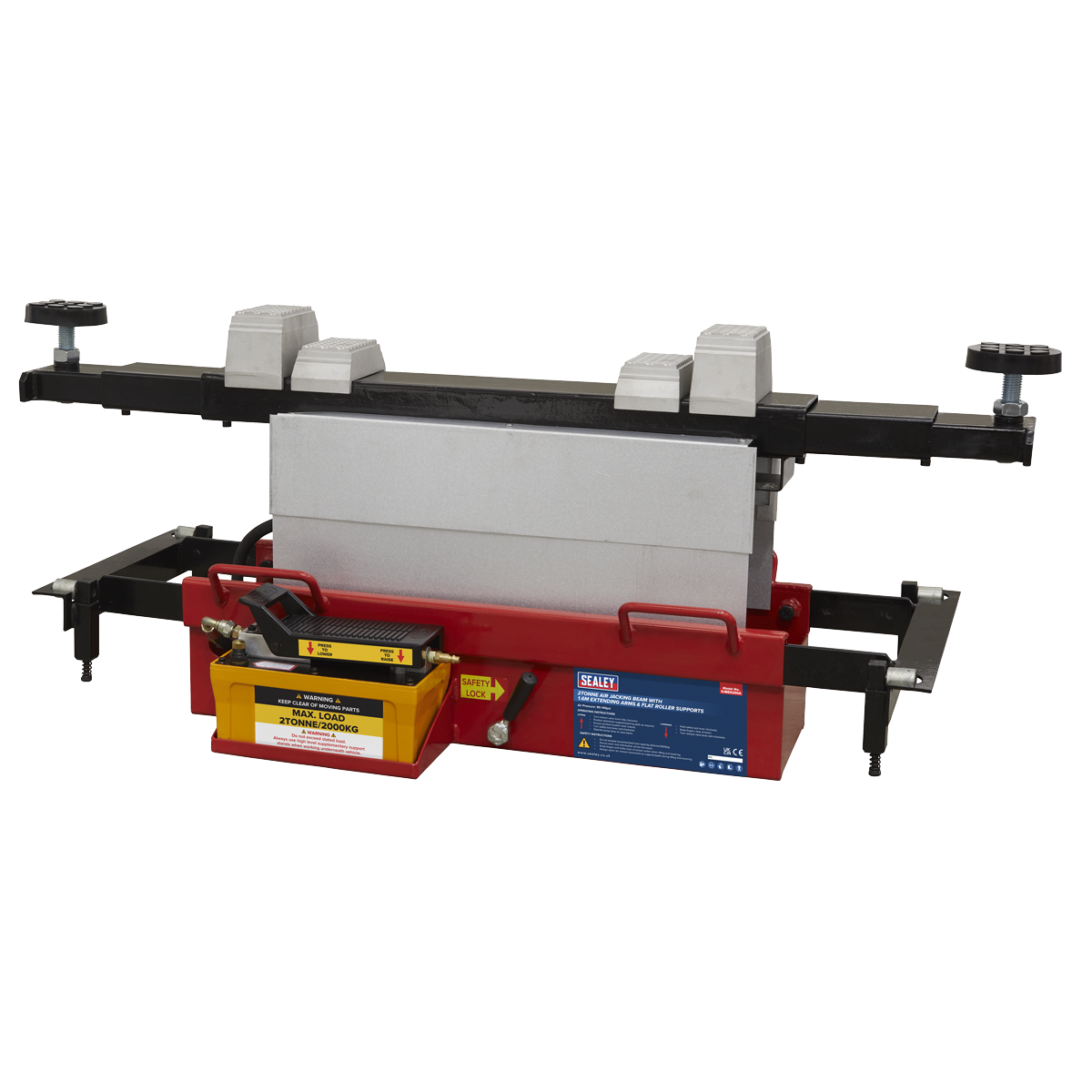Air Jacking Beam 2 Tonne with Arm Extenders & Flat Roller Supports SJBEX200A