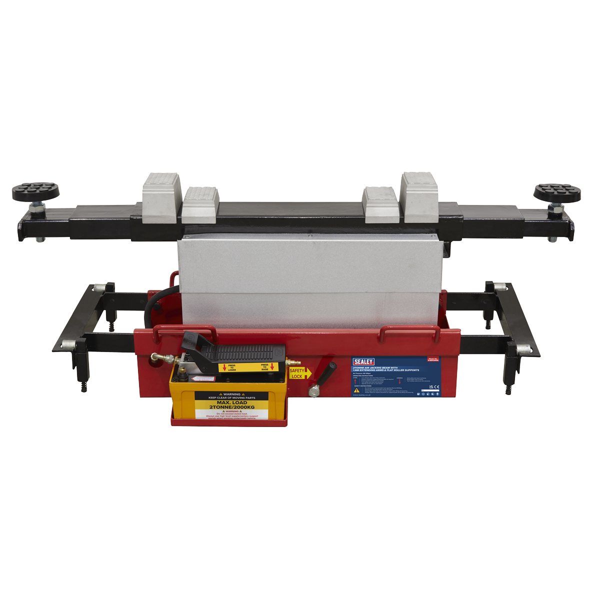 Air Jacking Beam 2 Tonne with Arm Extenders & Flat Roller Supports SJBEX200A