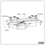 Jacking Beam 2 Tonne with Arm Extenders & Flat Roller Supports SJBEX200