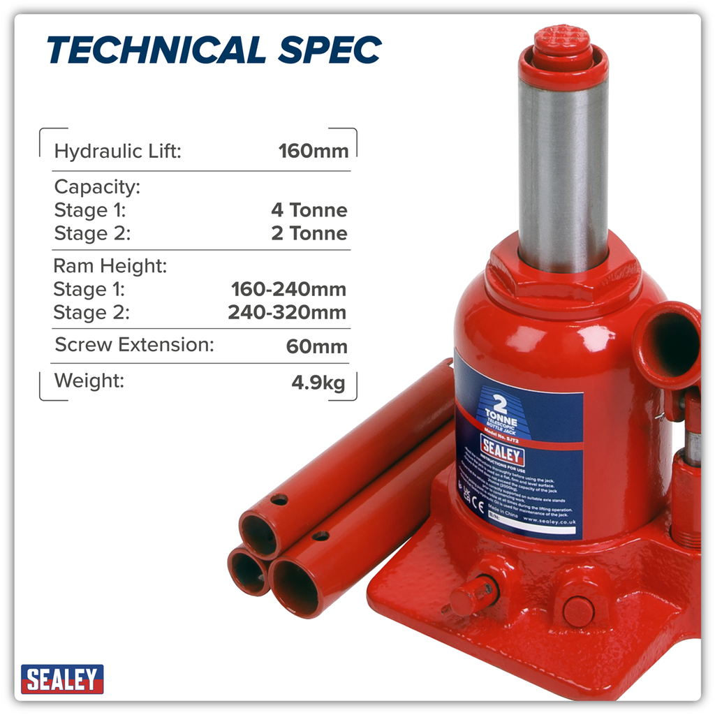 Telescopic Bottle Jack 2 Tonne SJT2