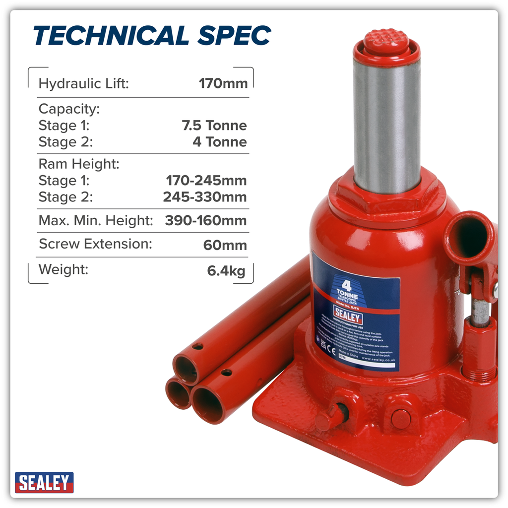 Telescopic Bottle Jack 4 Tonne SJT4