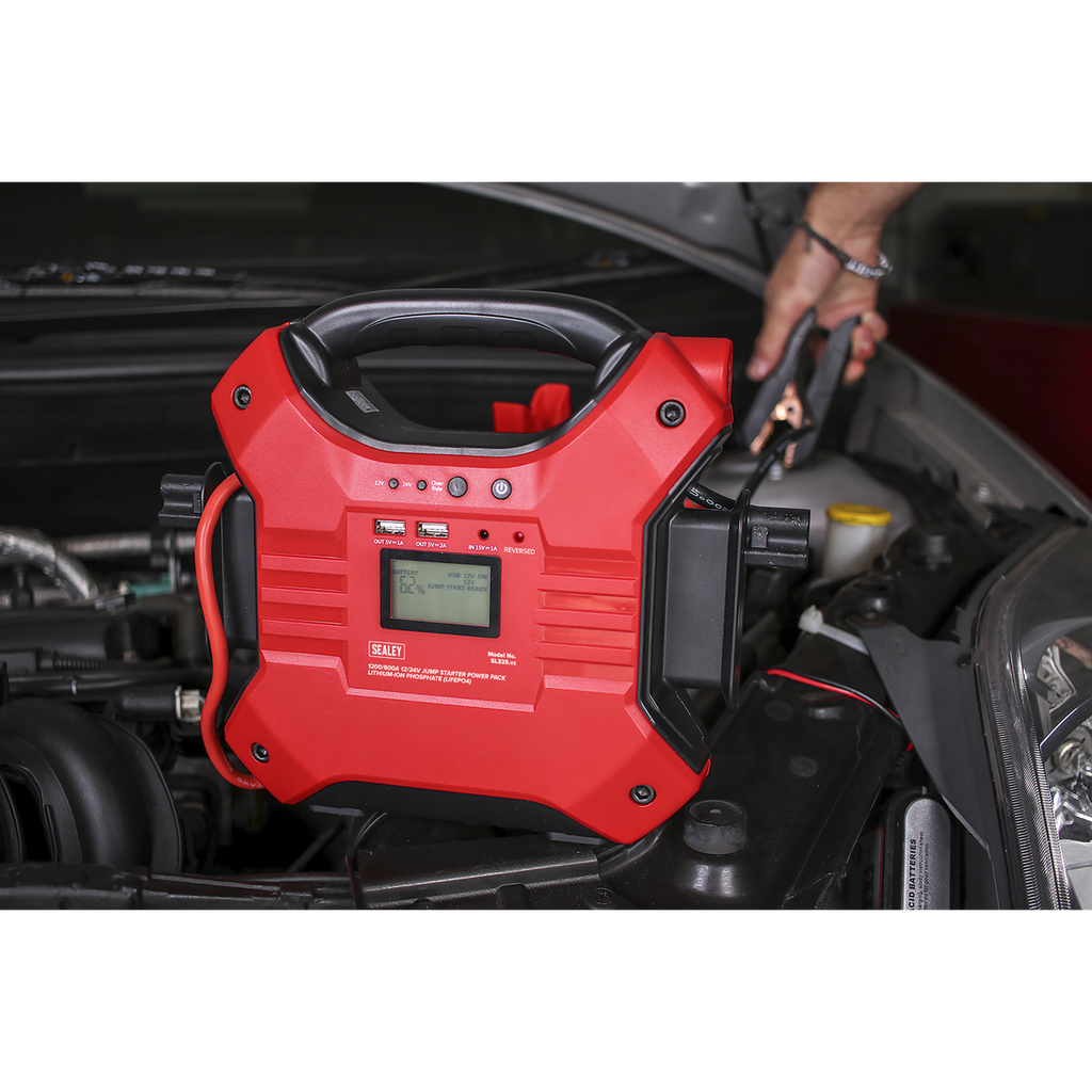 12/24V Jump Starter Power Pack Lithium-ion Phosphate (LiFePo4) 1200/600 Peak Amps SL32S