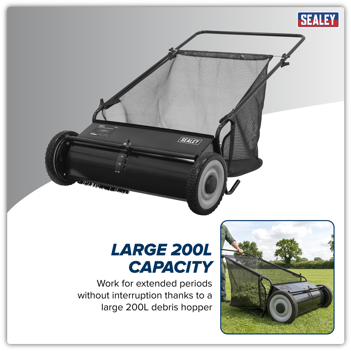 26" Walk Behind Lawn Sweeper 200L Capacity SLS26