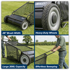 26" Walk Behind Lawn Sweeper 200L Capacity SLS26