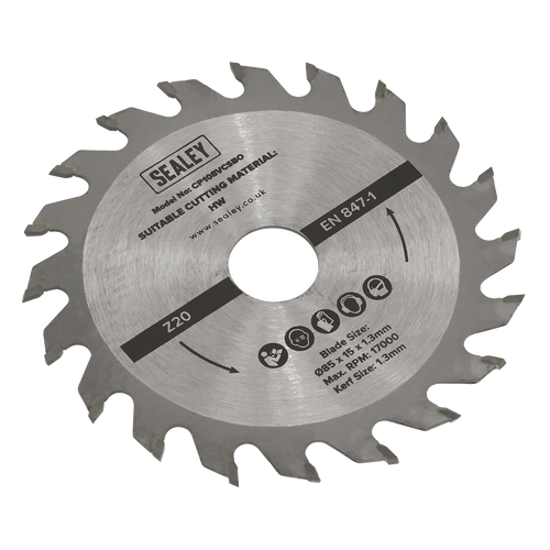 20tpu Circular Saw Blade Ø85 x 15 x 1.3mm SM85B20