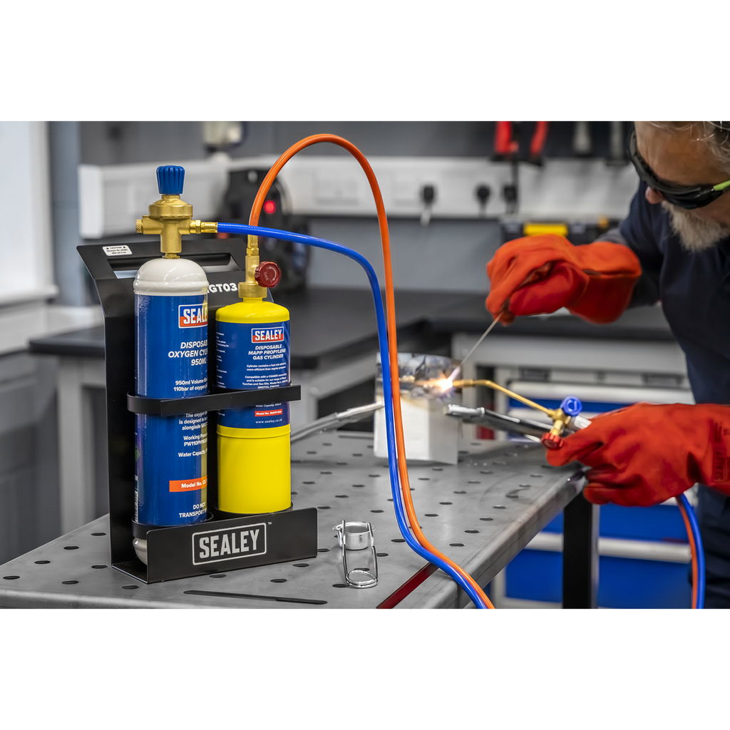 MAPP Gas & Oxygen Brazing Kit with 400g MAPP Cylinder & 950ml Oxygen Cylinder SMGKIT02