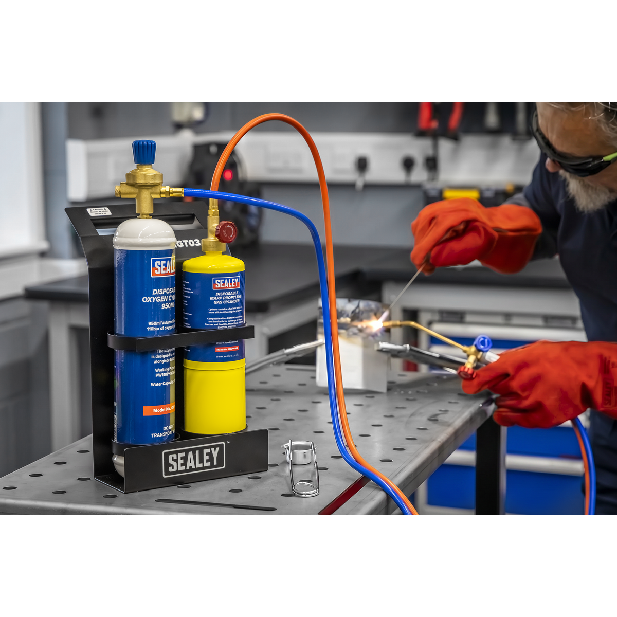 MAPP Gas & Oxygen Brazing Kit with 400g MAPP Cylinder & 950ml Oxygen Cylinder SMGKIT02