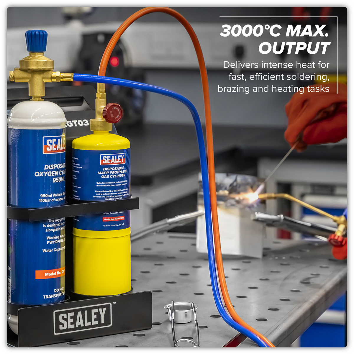 MAPP Gas & Oxygen Brazing Kit with 400g MAPP Cylinder & 950ml Oxygen Cylinder SMGKIT02
